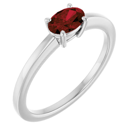 Platinum Oval Natural Mozambique Garnet Solitaire Ring