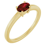 10K Gold Oval Natural Mozambique Garnet Solitaire Ring - Yellow Gold