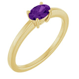 10K Gold Oval Natural Amethyst Solitaire Ring - Yellow Gold