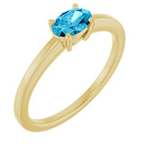 10K Gold Oval Natural Aquamarine Solitaire Ring - Yellow Gold