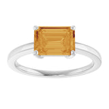 Platinum Emerald Natural Citrine Solitaire Ring - view 3
