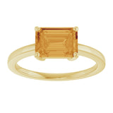 14K Gold Emerald Natural Citrine Solitaire Ring - Yellow Gold - view 3