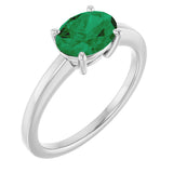 Platinum Emerald Lab-Grown Emerald Solitaire Ring