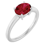10K Gold Oval Lab-Grown Ruby Solitaire Ring - White Gold