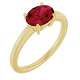 10K Gold Oval Lab-Grown Ruby Solitaire Ring - Yellow Gold
