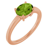 14K Gold Oval Natural Peridot Solitaire Ring – 6x4mm - Rose Gold