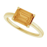 14K Gold Emerald Natural Citrine Solitaire Ring - Yellow Gold - view 5