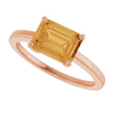14K Gold Emerald Natural Citrine Solitaire Ring - Rose Gold - view 5