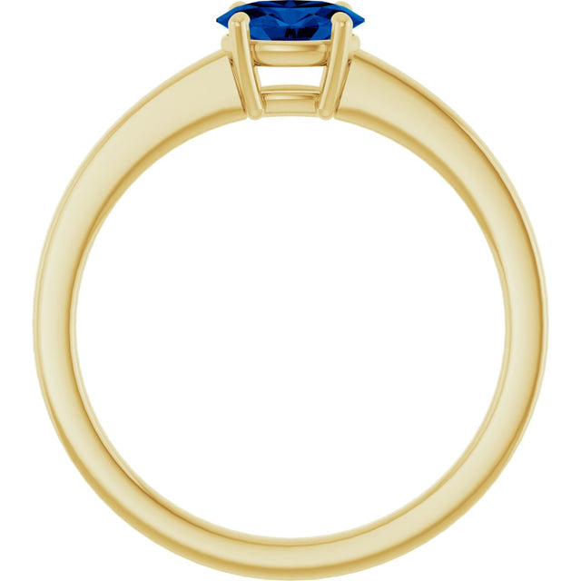 10K Gold Oval Lab-Grown Blue Sapphire Solitaire Ring - Yellow Gold - view 2