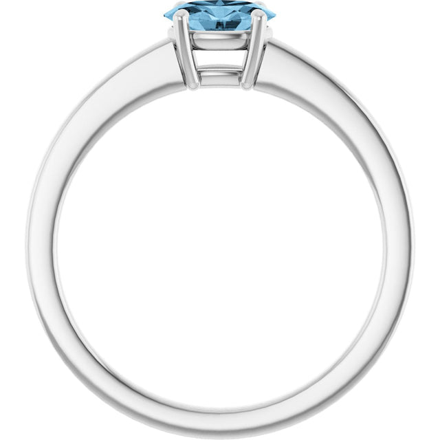10K Gold Oval Natural Sky Blue Topaz Solitaire Ring - White Gold - view 2