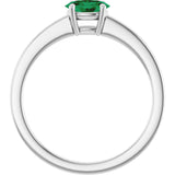 10K Gold Oval Lab-Grown Emerald Solitaire Ring - White Gold - view 2