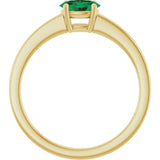 10K Gold Oval Lab-Grown Emerald Solitaire Ring - Yellow Gold - view 2
