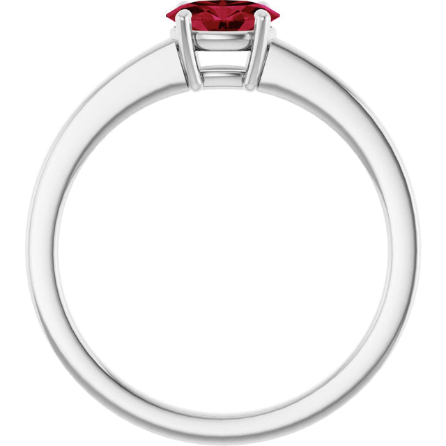 10K Gold Oval Lab-Grown Ruby Solitaire Ring - White Gold - view 2