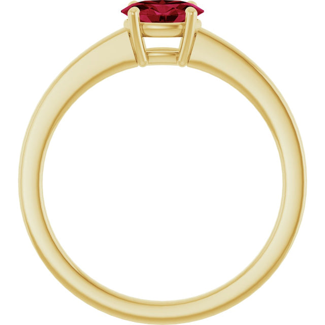 10K Gold Oval Lab-Grown Ruby Solitaire Ring - Yellow Gold - view 2