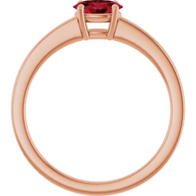 14K Gold Oval Lab-Grown Ruby Solitaire Ring - Rose Gold - view 2