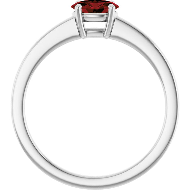 10K Gold Oval Natural Mozambique Garnet Solitaire Ring - White Gold - view 2