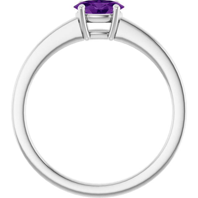 10K Gold Oval Natural Amethyst Solitaire Ring - White Gold - view 2