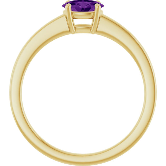 10K Gold Oval Natural Amethyst Solitaire Ring - Yellow Gold - view 2