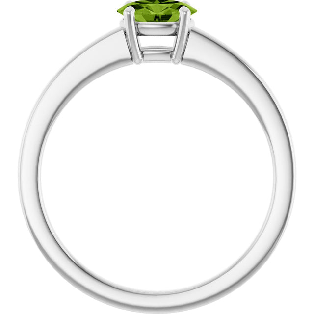 10K Gold Oval Natural Peridot Solitaire Ring - White Gold - view 2