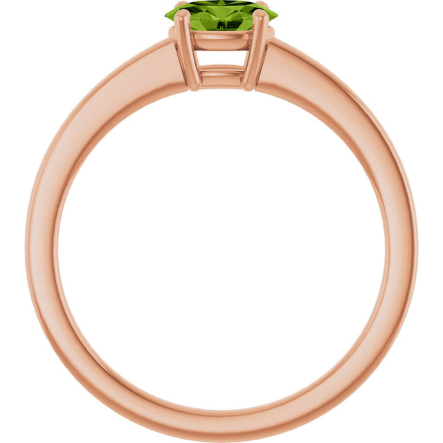 14K Gold Oval Natural Peridot Solitaire Ring – 6x4mm - Rose Gold - view 2