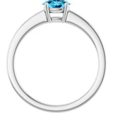 10K Gold Oval Natural Aquamarine Solitaire Ring - White Gold - view 2