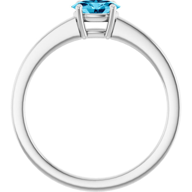 10K Gold Oval Natural Aquamarine Solitaire Ring - White Gold - view 2