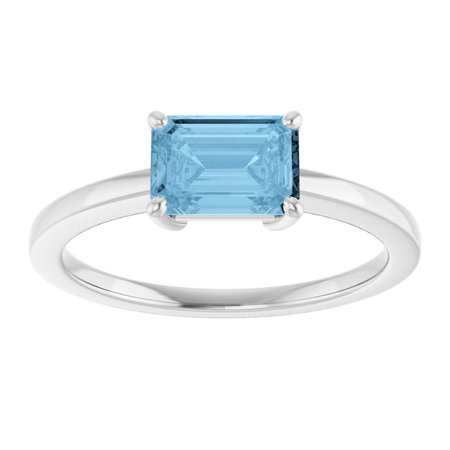 10K Gold Oval Natural Sky Blue Topaz Solitaire Ring - White Gold - view 3