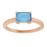 14K Gold Oval Natural Sky Blue Topaz Solitaire Ring - Rose Gold - view 3
