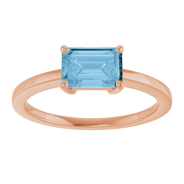 14K Gold Oval Natural Sky Blue Topaz Solitaire Ring - Rose Gold - view 3