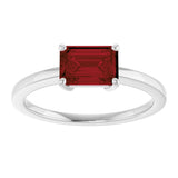 Platinum Oval Natural Mozambique Garnet Solitaire Ring - view 3