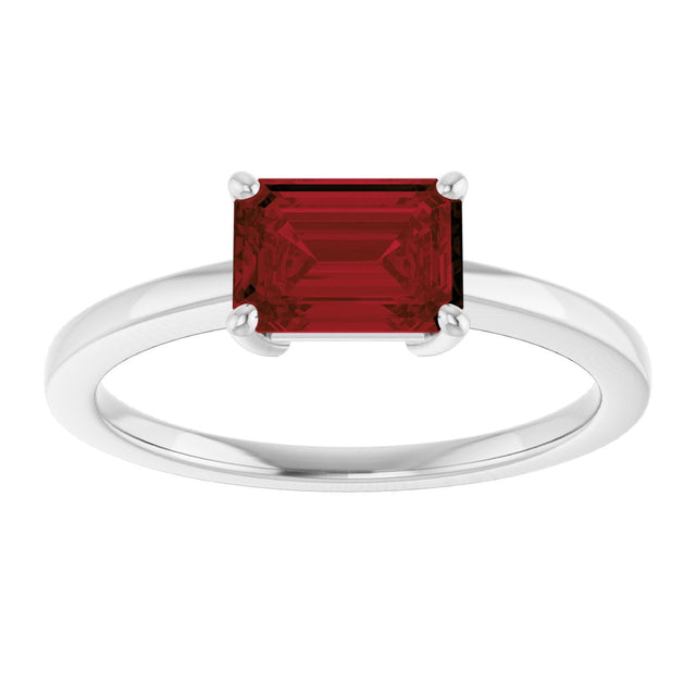 Platinum Oval Natural Mozambique Garnet Solitaire Ring - view 3