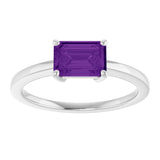 10K Gold Oval Natural Amethyst Solitaire Ring - White Gold - view 3