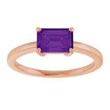14K Gold Oval Natural Amethyst Solitaire Ring - Rose Gold - view 3