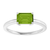 10K Gold Oval Natural Peridot Solitaire Ring - White Gold - view 3