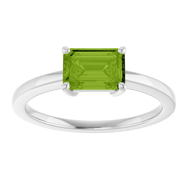 10K Gold Oval Natural Peridot Solitaire Ring - White Gold - view 3