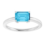 10K Gold Oval Natural Aquamarine Solitaire Ring - White Gold - view 3