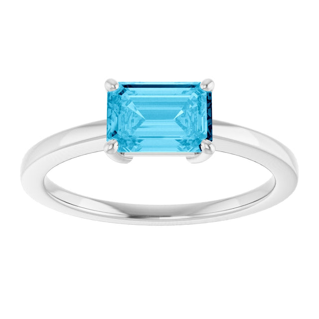 10K Gold Oval Natural Aquamarine Solitaire Ring - White Gold - view 3