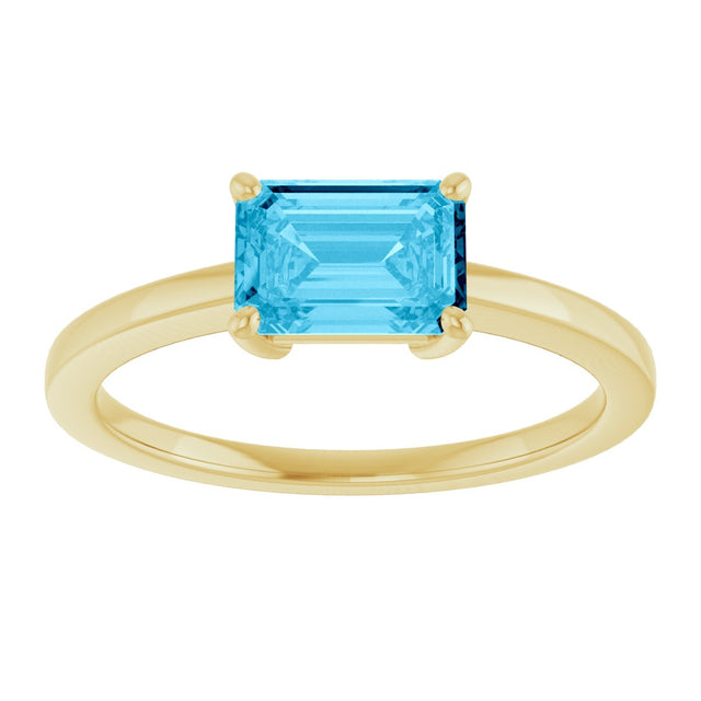 10K Gold Oval Natural Aquamarine Solitaire Ring - Yellow Gold - view 3