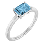 10K Gold Oval Natural Sky Blue Topaz Solitaire Ring - White Gold