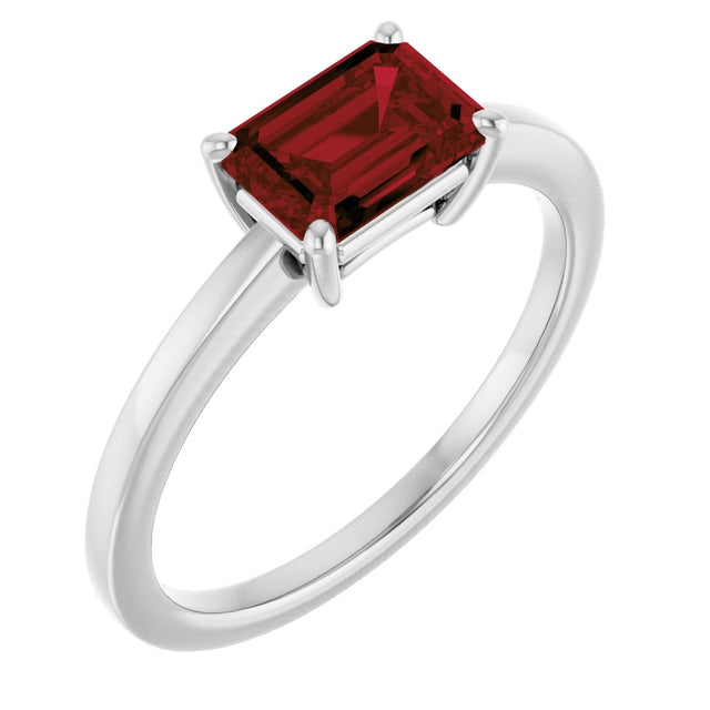 Platinum Oval Natural Mozambique Garnet Solitaire Ring