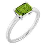 10K Gold Oval Natural Peridot Solitaire Ring - White Gold