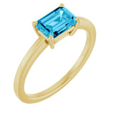 10K Gold Oval Natural Aquamarine Solitaire Ring - Yellow Gold