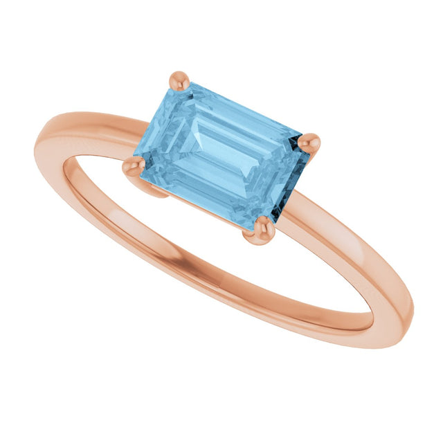 14K Gold Oval Natural Sky Blue Topaz Solitaire Ring - Rose Gold - view 5