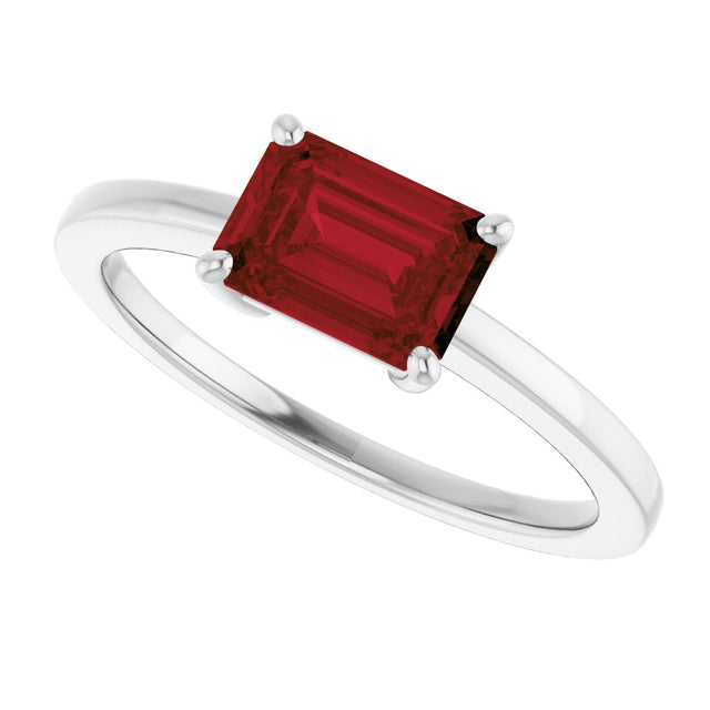 Platinum Oval Natural Mozambique Garnet Solitaire Ring - view 5