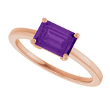 14K Gold Oval Natural Amethyst Solitaire Ring - Rose Gold - view 5