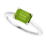 10K Gold Oval Natural Peridot Solitaire Ring - White Gold - view 5