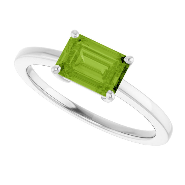 10K Gold Oval Natural Peridot Solitaire Ring - White Gold - view 5