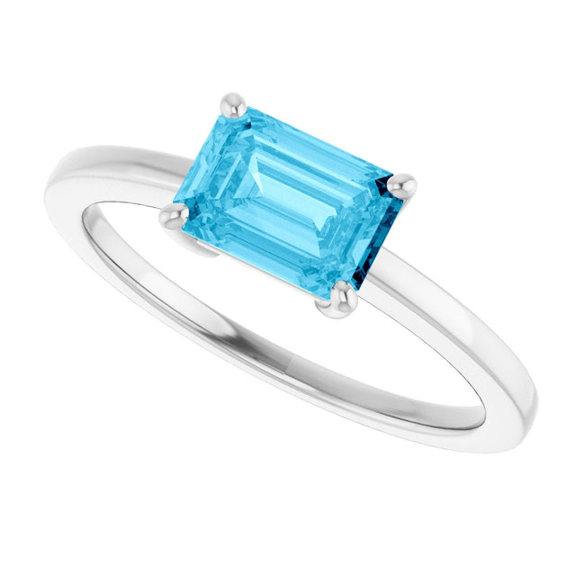 10K Gold Oval Natural Aquamarine Solitaire Ring - White Gold - view 5