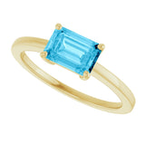 10K Gold Oval Natural Aquamarine Solitaire Ring - Yellow Gold - view 5