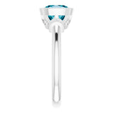14K Gold Cushion Natural Checkerboard London Blue Topaz & Natural Diamond Bezel-Set Accented Ring - White Gold - view 4